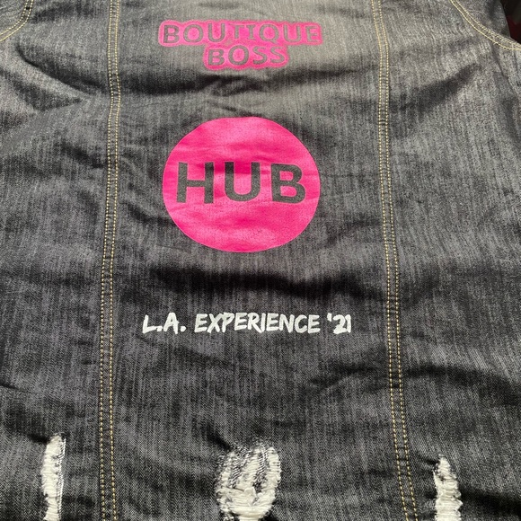 Sew in Love Black Distressed Jean Jacket NWOT Size M/L - Picture 4 of 12